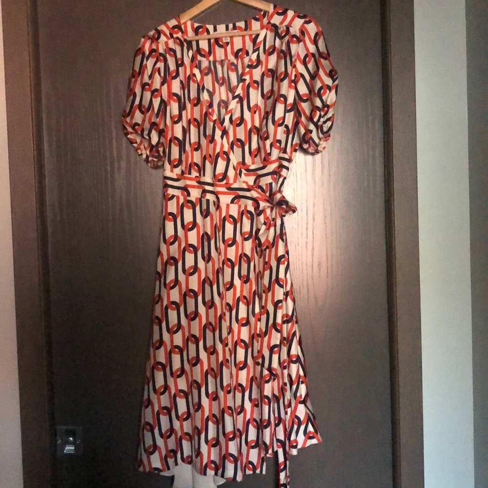 BANANA REPUBLIC - Orange and navy wrap dress